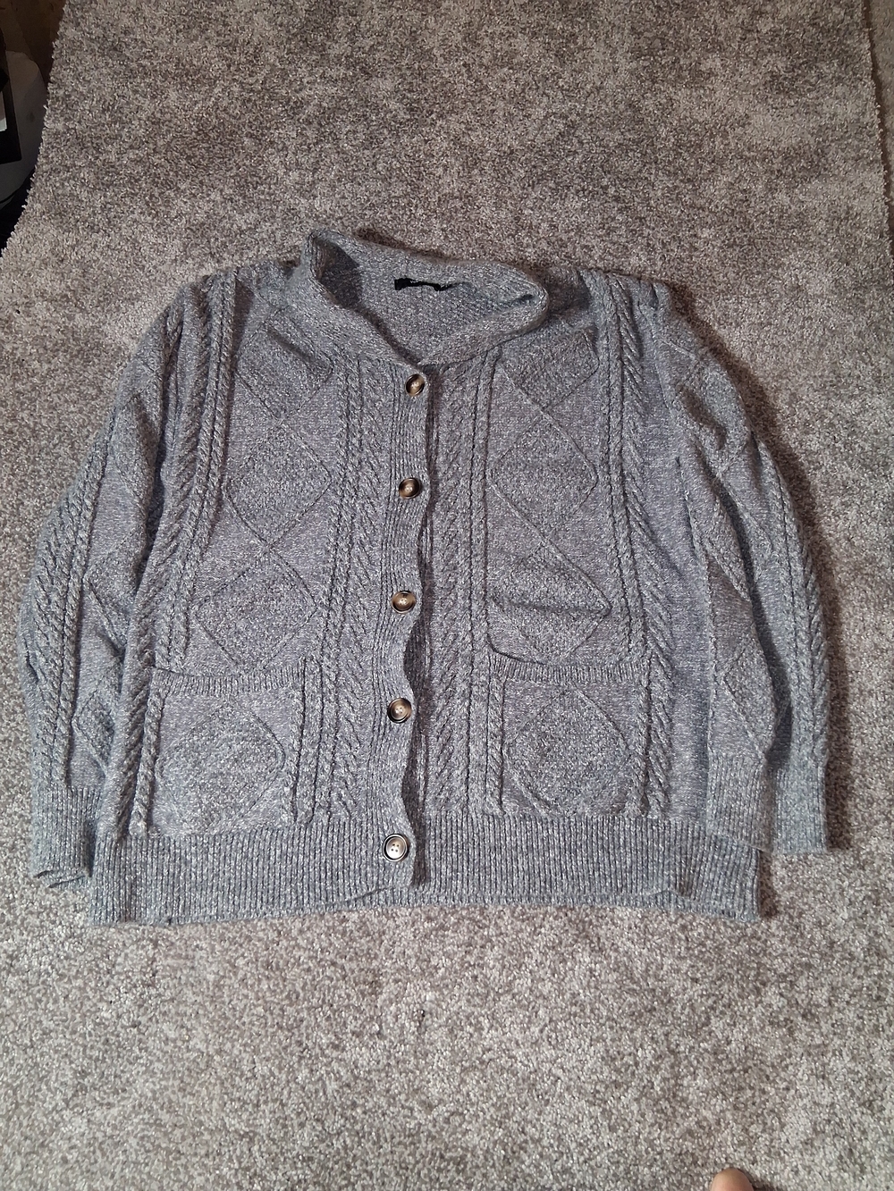 VODIKAR 1/4 BUTTON CORDUROY SWEATER GRAY SIZE LARGE LONG SLEEVE.